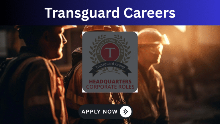 Professional security officer and hospitality staff in uniform at a Dubai facility, representing Transguard Group career opportunities