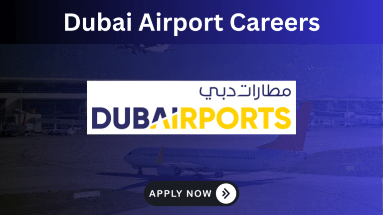 Dubai International Airport (DXB) aerial view at night, showcasing airport career opportunities in 2025