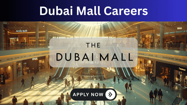Iconic interior of The Dubai Mall with visitors, representing retail and hospitality career opportunities