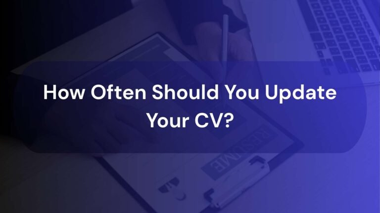 A professional person reviewing and updating their CV on a laptop, symbolizing career growth.