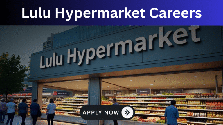 Interior of a busy Lulu Hypermarket in the UAE, showcasing career opportunities in retail and supermarket operations