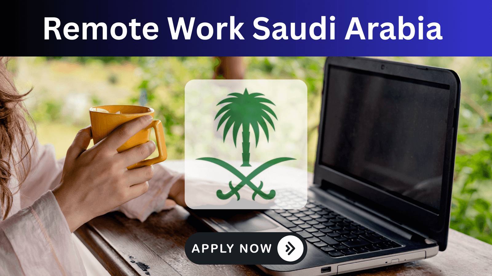 Modern home office in Saudi Arabia with laptop and Arabic coffee, representing remote work opportunities under Vision 2030