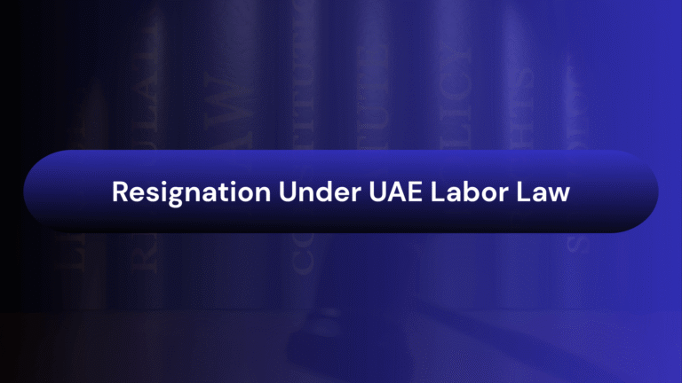 Professional resignation process under UAE labor law, showing document signing and HR consultation