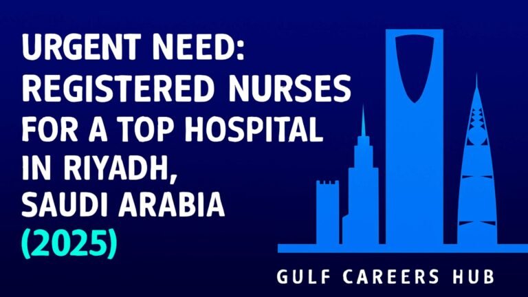 Registered Nurse Jobs in Riyadh – Visa Provided (2025)