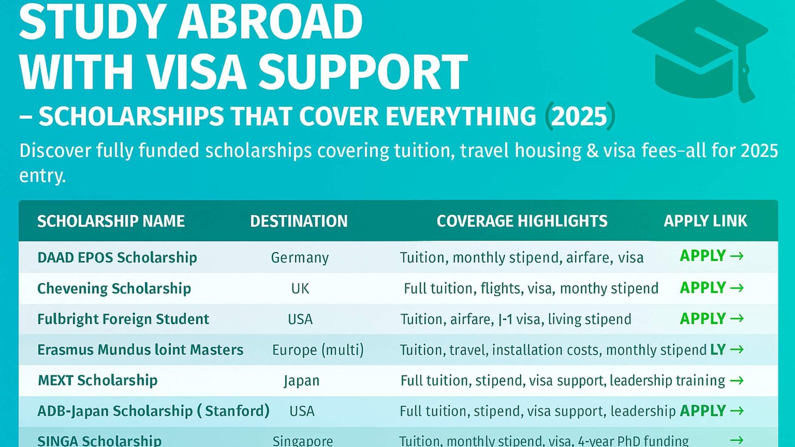 Study Abroad with Visa Support — Scholarships That Cover Everything (2025)