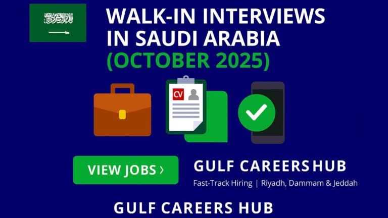 Walk-In Interviews Saudi Arabia – October 2025