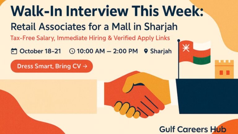 Walk-in Interview – Retail Jobs in Sharjah Mall (October 2025)