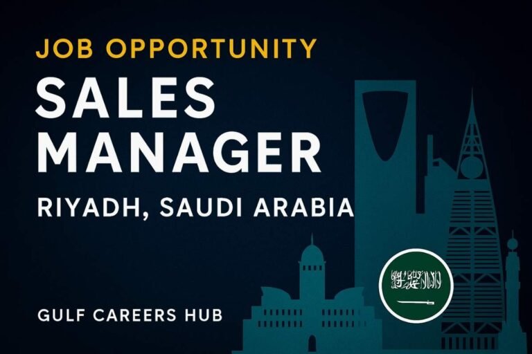Sales Manager Job in PVC Pipes Manufacturing – Riyadh, Saudi Arabia