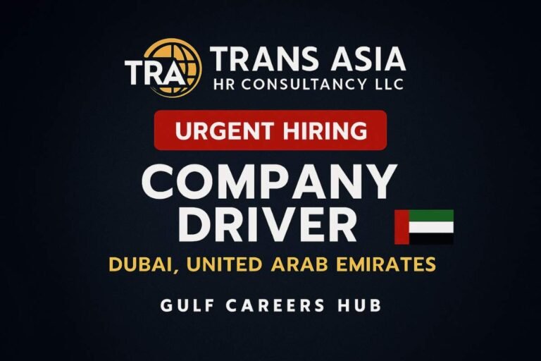 Company Driver Job – Trans Asia HR Consultancy Dubai