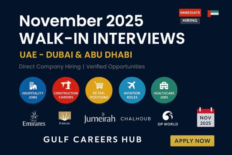 UAE Walk-In Interviews November 2025 🇦🇪 | Dubai Jobs with Direct Hiring