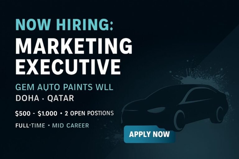 Marketing Executive Job in Doha | GEM AUTO PAINTS WLL Hiring Now