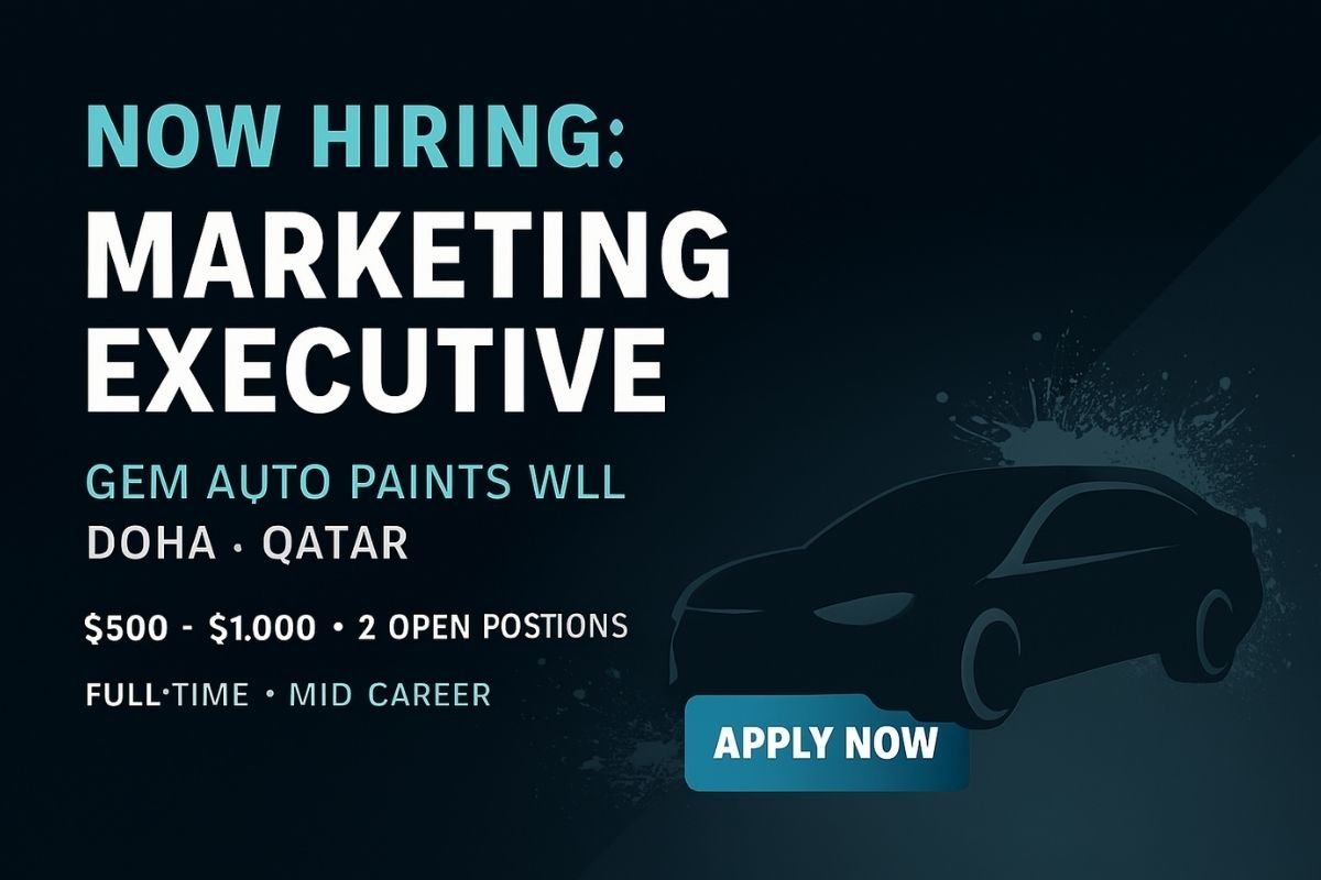 Marketing Executive Job in Doha | GEM AUTO PAINTS WLL Hiring Now