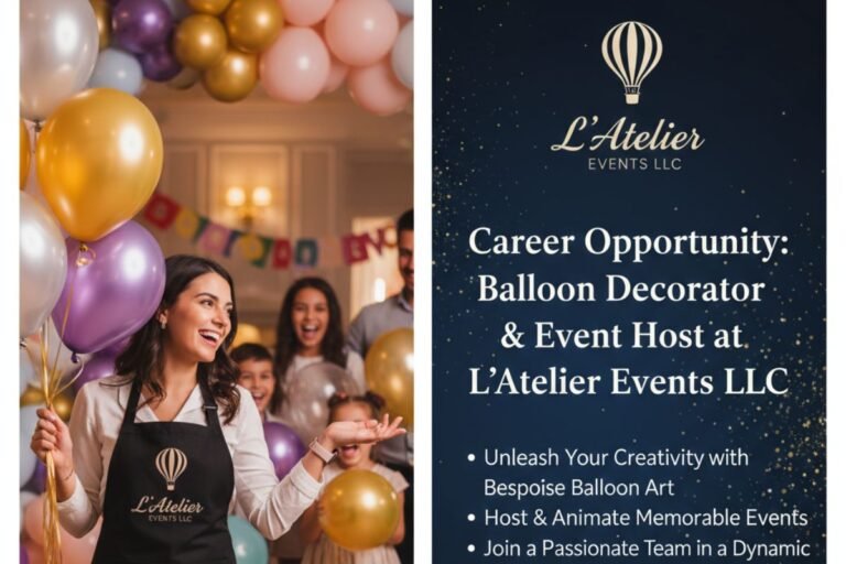 Balloon Decorator & Event Host Job in Dubai - LATELIER EVENTS LLC