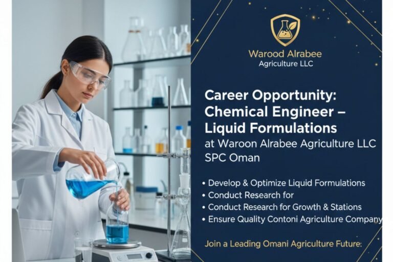 Chemical Engineer Job in Oman – Liquid Formulations (Agriculture)