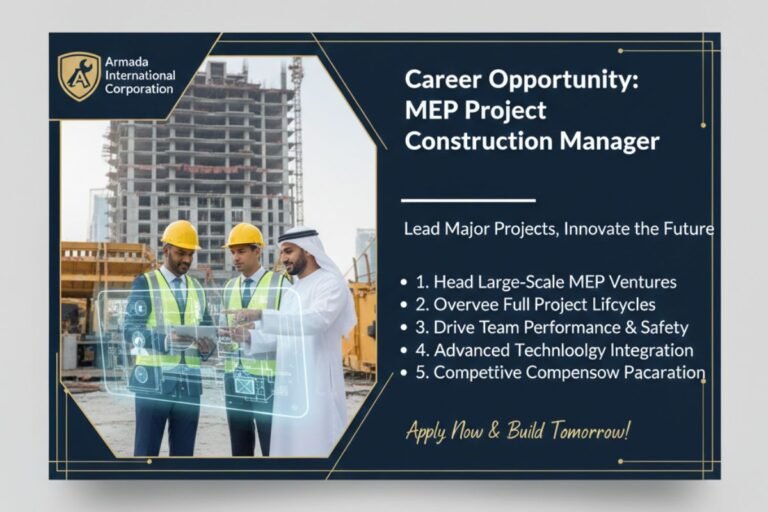 MEP Project Construction Manager Job in Riyadh - 15+ Years Experience