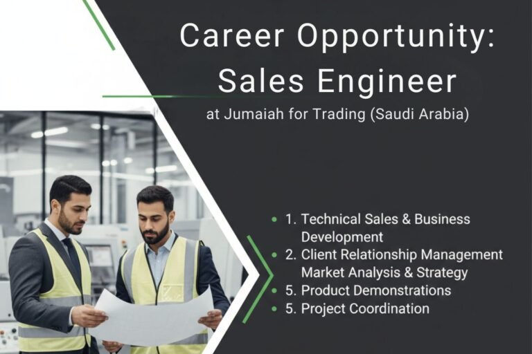 Sales Engineer Job at Jumaiah for Trading (Saudi Arabia 🇸🇦)