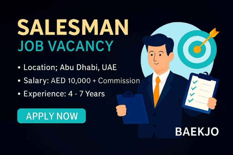 Sales Representative Jobs in Abu Dhabi | Baekjo | AED 10,000 + Commission