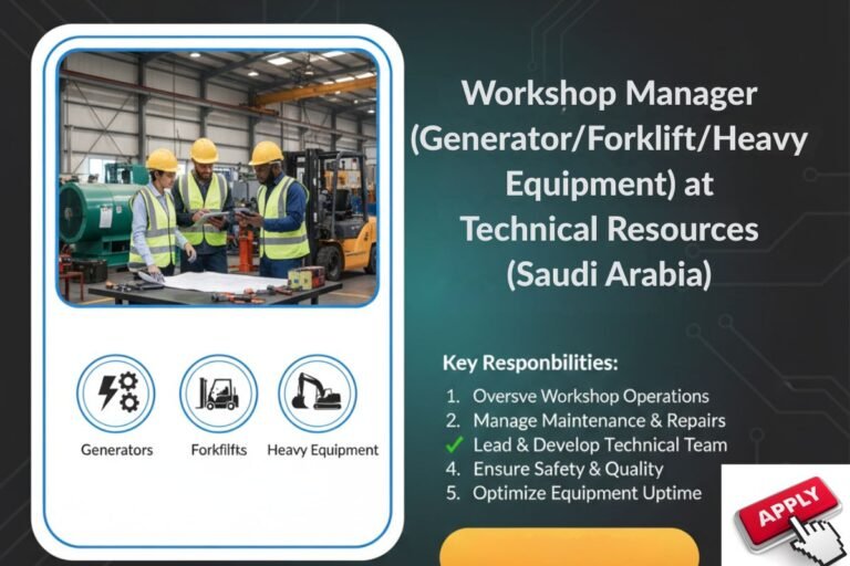 Workshop Manager Job in Riyadh (Saudi Arabia)