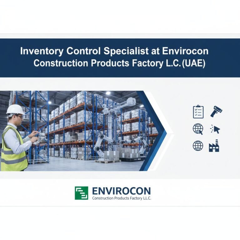 Inventory Control Specialist Job in Abu Dhabi - Construction Chemicals (Envirocon)