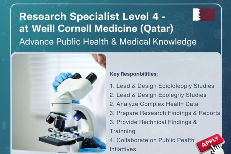 Epidemiology Research Specialist Job in Doha -Qatar