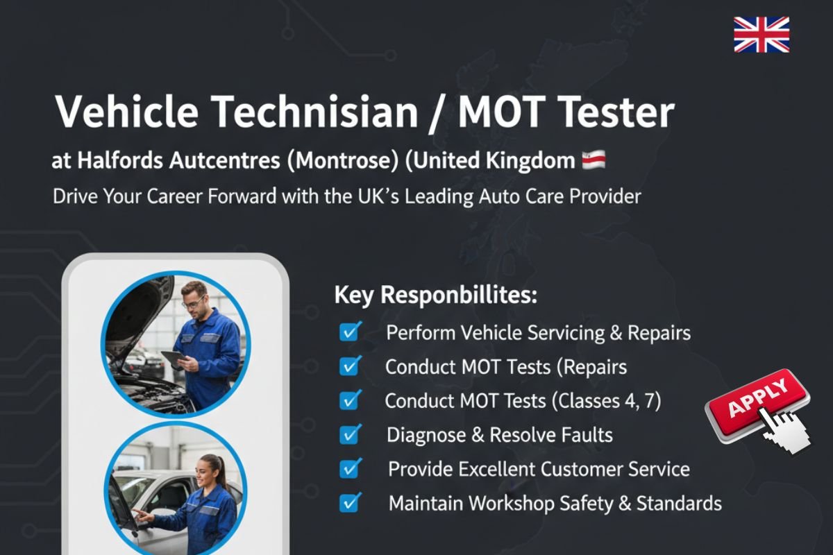 Vehicle Technician / MOT Tester Job in Montrose, UK
