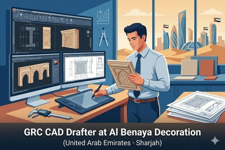 GRC CAD Drafter Job in Sharjah - 5+ Years Exp. (Al Benaya Decoration)