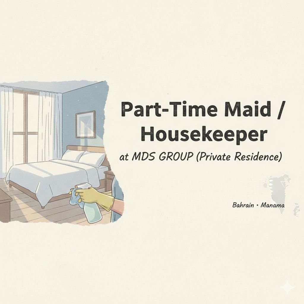 Part Time Maid Job in Manama, Bahrain - Private Residence, Live In Option